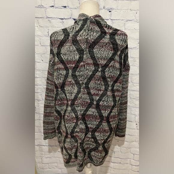 Soft Surroundings Women Longline Cardigan Sweater Open Front Size L/XL Zig Zag - Picture 3 of 6